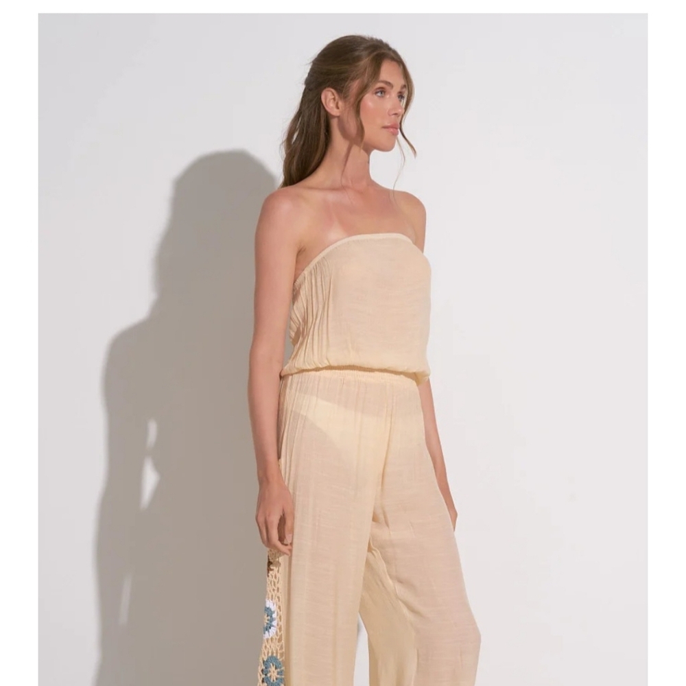 NWT Elan Cream Jumpsuit, Crochet Accents Small And Xl